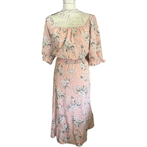 Bloomchic Plus Size Pink Floral Boho Midi Dress Size 26 - Picture 2 of 6